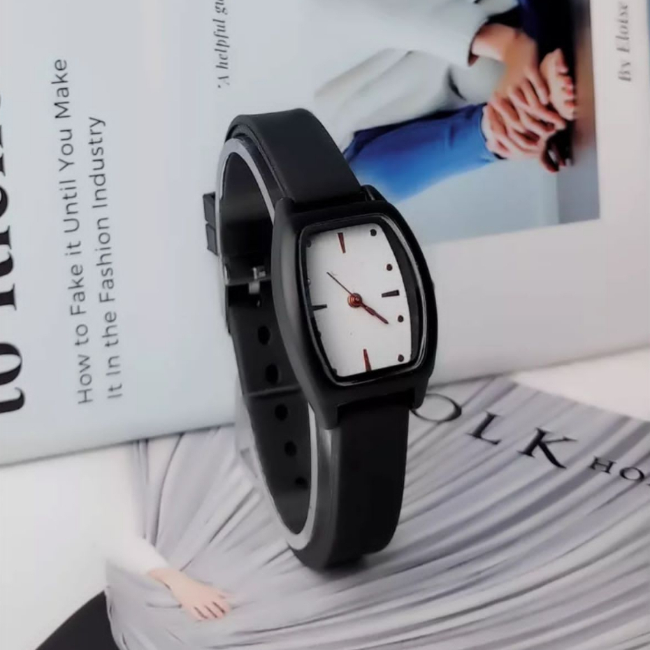 (SS)  Jam Tangan Quartz Strap  Analog Casual  Wanita &amp; Pria  Korean Fashion Strap Rubber GC-075