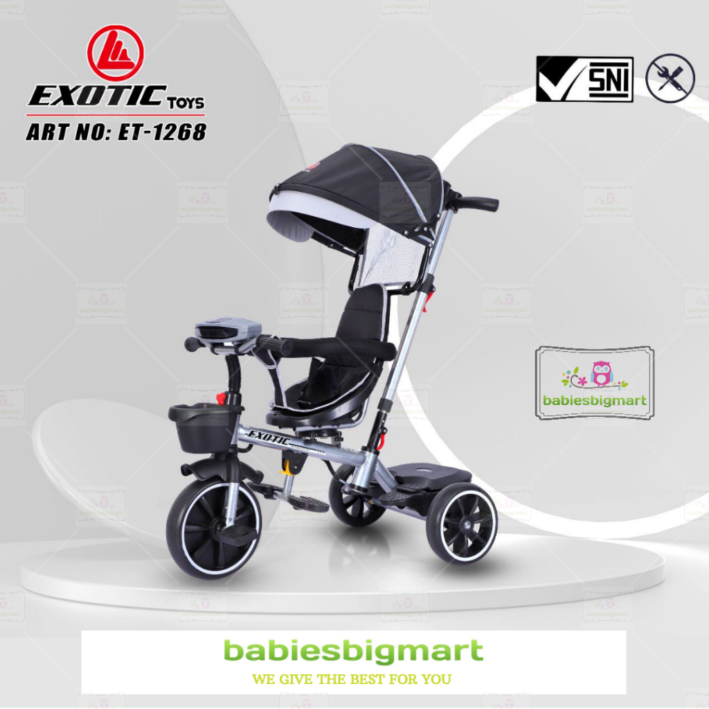 SEPEDA ANAK RODA 3 TIGA TRICYCLE EXOTIC ET 1268 MUSIC LAMPU KURSI PUTAR