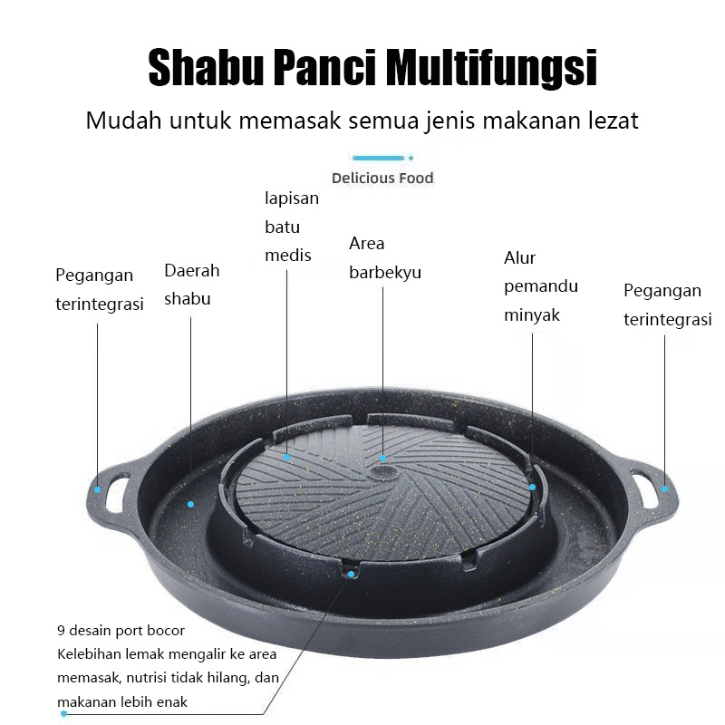 BEST ALAT PANGGANG BULGOGI PAN 2 IN 1 GM Mookata grill pan hot pot everlux anti lengket BBQ PAN