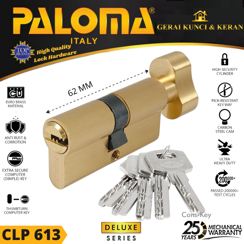 Knob Cylinder PALOMA CLP 613 DELUXE KC-CK 62MM  Computer Key KUNCI PINTU