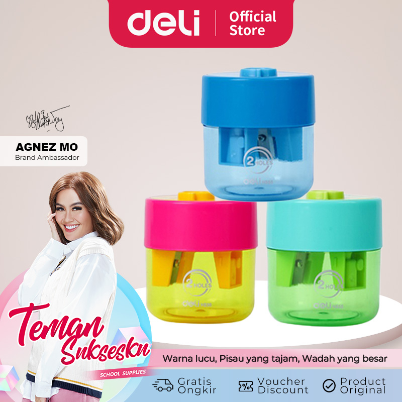 Deli Pencil Sharpener / Rautan Pensil Warna Lucu Wadah Besar EH55X