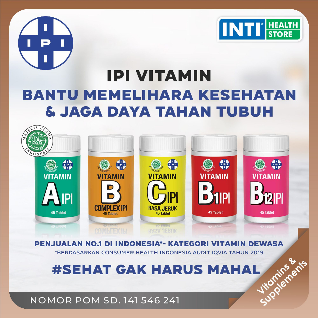 IPI | Vitamin Tablet Hisap Isi 45 | Vitamin A / B / B12 / B1 / C / D3