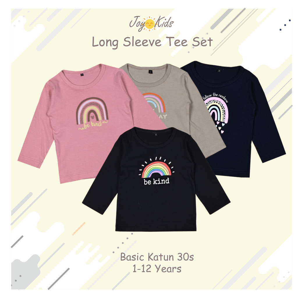 Joy Kids Kaos Atasan Anak Perempuan Lengan Panjang Rainbow 1-12 Tahun