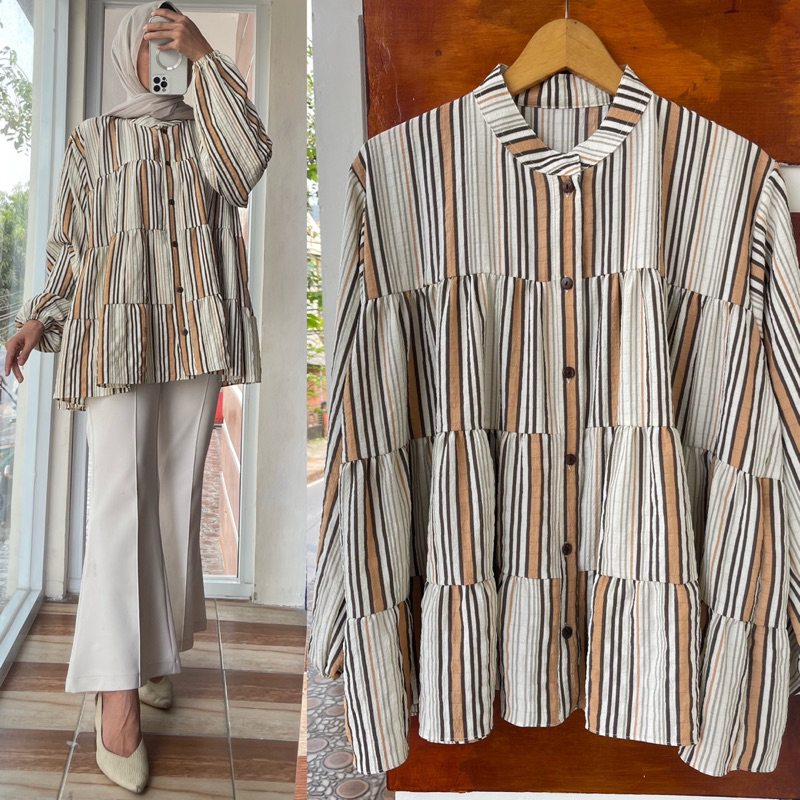 ATASAN/KAMEJA BLOUSE SYEILA UMPAK JUMBO CRINKEL MOTIF SALUR