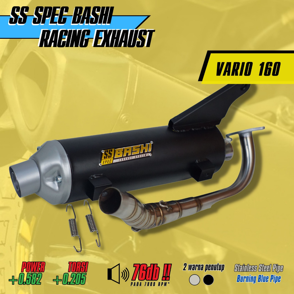 KNALPOT STANDAR RACING BASHI SS SPEC HONDA VARIO 160 EXHAUST STAINLESS