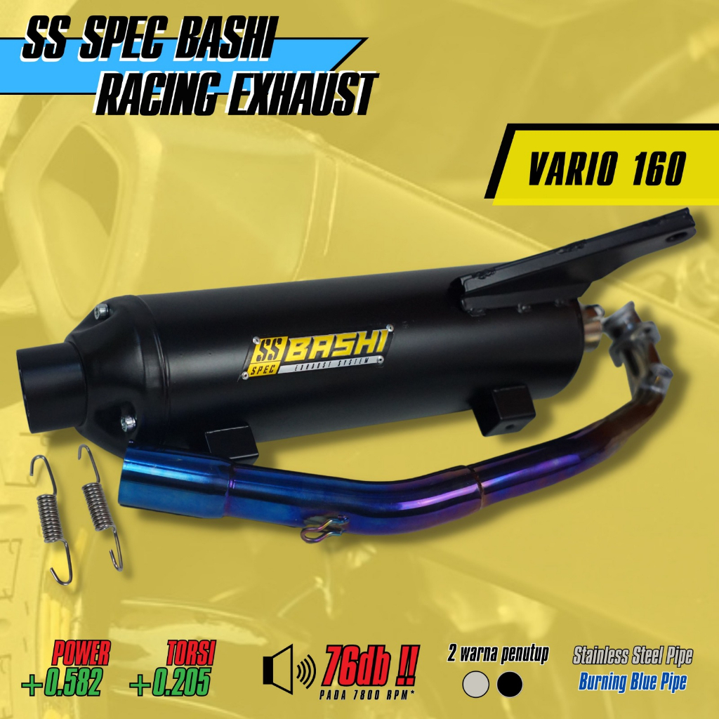 KNALPOT STANDAR RACING BASHI SS SPEC HONDA VARIO 160 EXHAUST STAINLESS