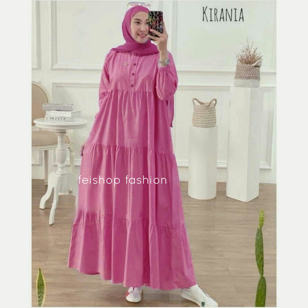 KIRANIA MIDI DRESS BAHAN KATUN RAYON FASHION WANITA KEKINIAN