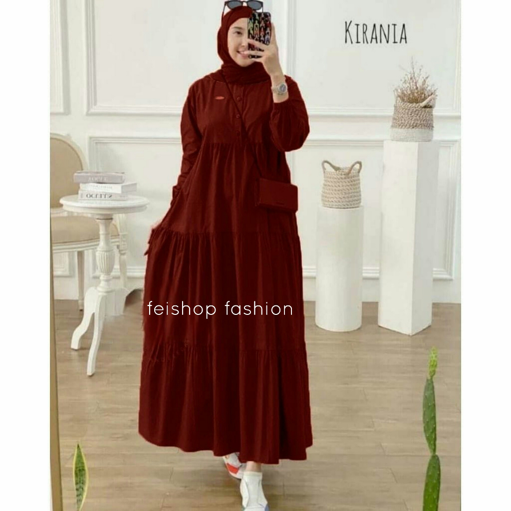 KIRANIA MIDI DRESS BAHAN KATUN RAYON FASHION WANITA KEKINIAN