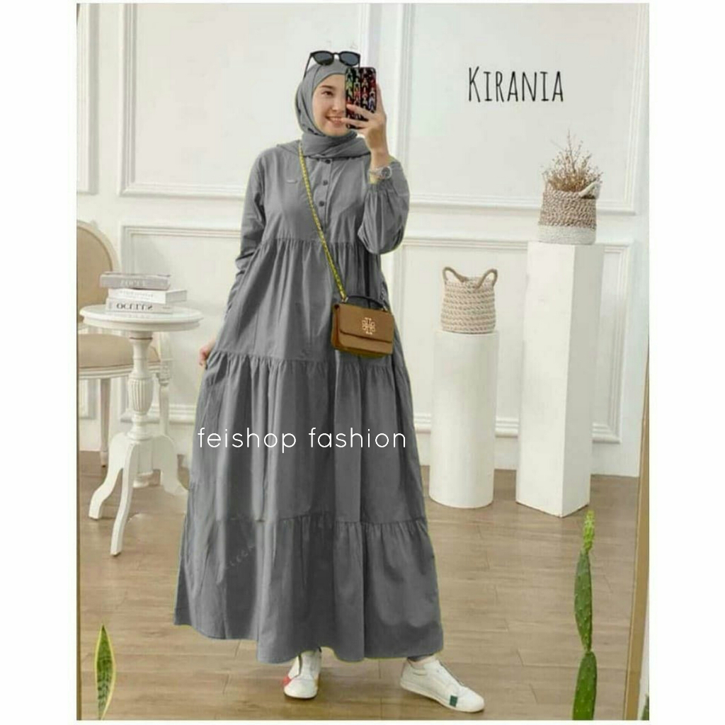 KIRANIA MIDI DRESS BAHAN KATUN RAYON FASHION WANITA KEKINIAN