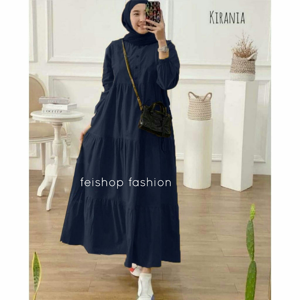 KIRANIA MIDI DRESS BAHAN KATUN RAYON FASHION WANITA KEKINIAN