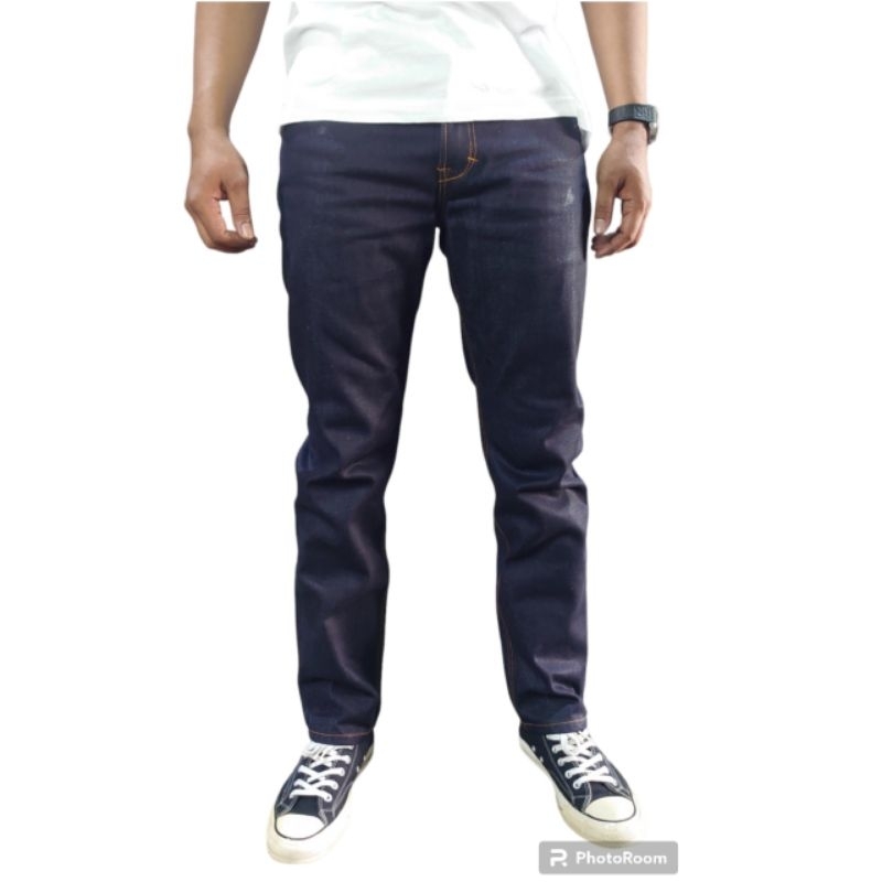 Lucky Denim celana Jeans panjang Accent Selvedge Slim fit 17 Oz / Menerima Custom Jeans
