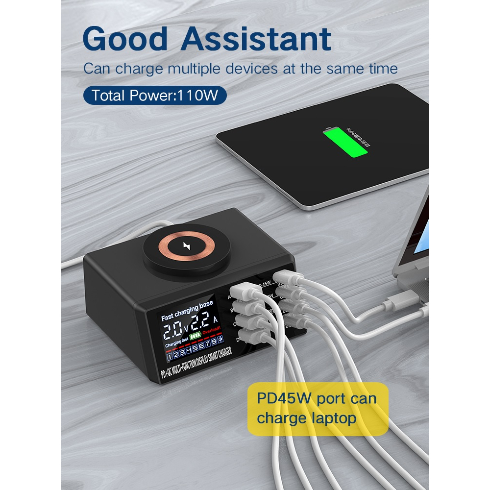 ROCKWARE WLX-X9M - 9-in-1 USB Magnetic Display Charger 110W MAX