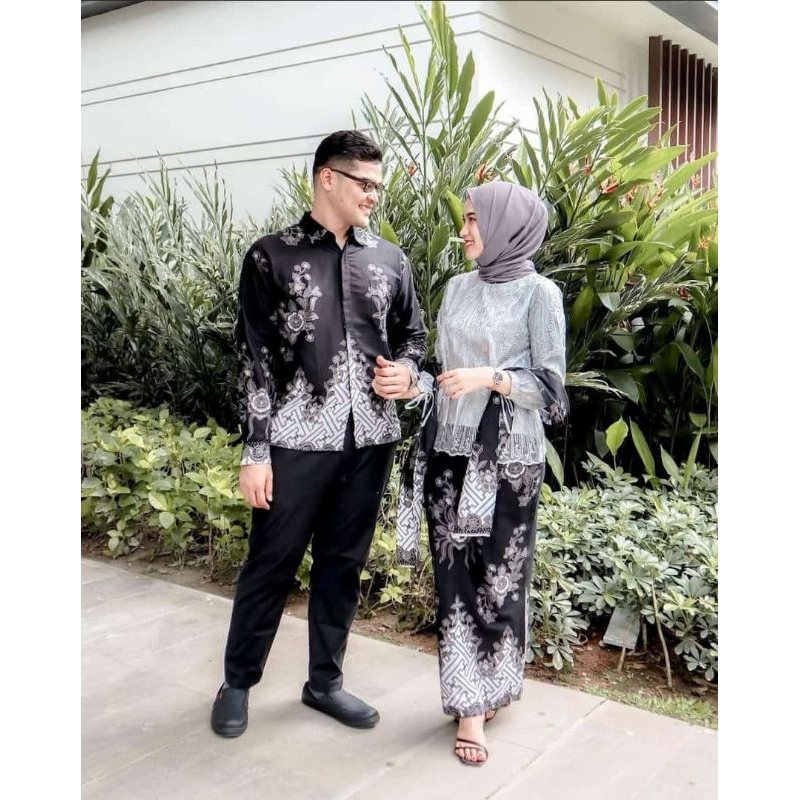 SET ORI KEBAYA COUPLE KEMEJA PREMIUM / CUSTOM ANAK &amp; JUMBO / BAJU SETELAN SERAGAM BATIK SARIMBIT KELUARGA / ATASAN PRIA / PAKAIAN  WANITA MURAH / BRUKAT WISUDA / BROKAT TUNANGAN / ROK SPAN / KAIN LILIT / HIJAB KONDANGAN BRIDESMAID SILVER ABU GREY /  ASFA