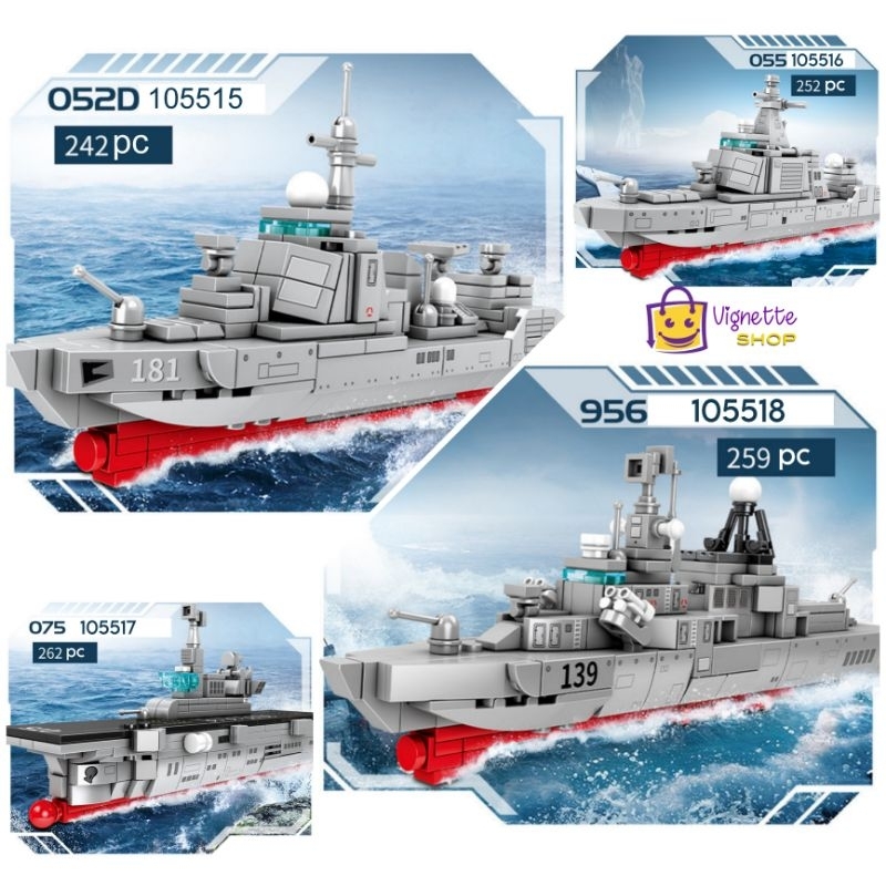 Satuan Brick Sembo Kapal Perang Navy Shandong Helikopter Tank