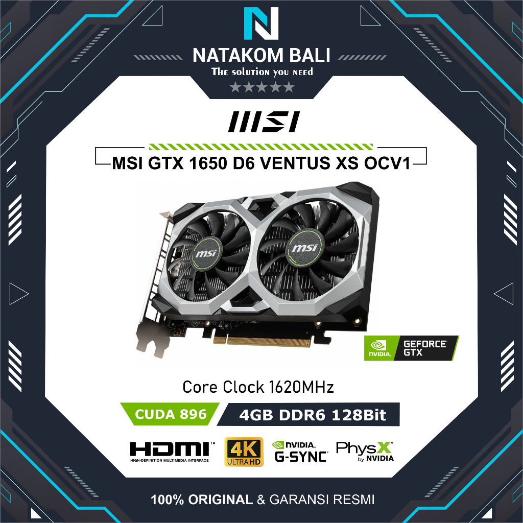 VGA MSI GEFORCE GTX 1650 D6 VENTUS XS OCV1 GDDR6 128BIT