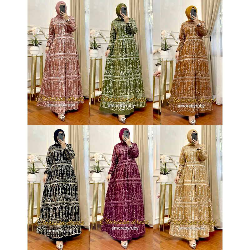 CLARISSA DRESS AMORE BY RUBY GAMIS PRINT MEWAH ELEGAN MOTIF BUNGA ARABIAN TERBARU 2023