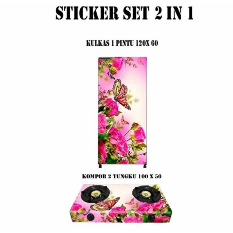 WALLPAPER STIKER KULKAS 1 PINTU DAN KOMPOR 2 TUNGKU