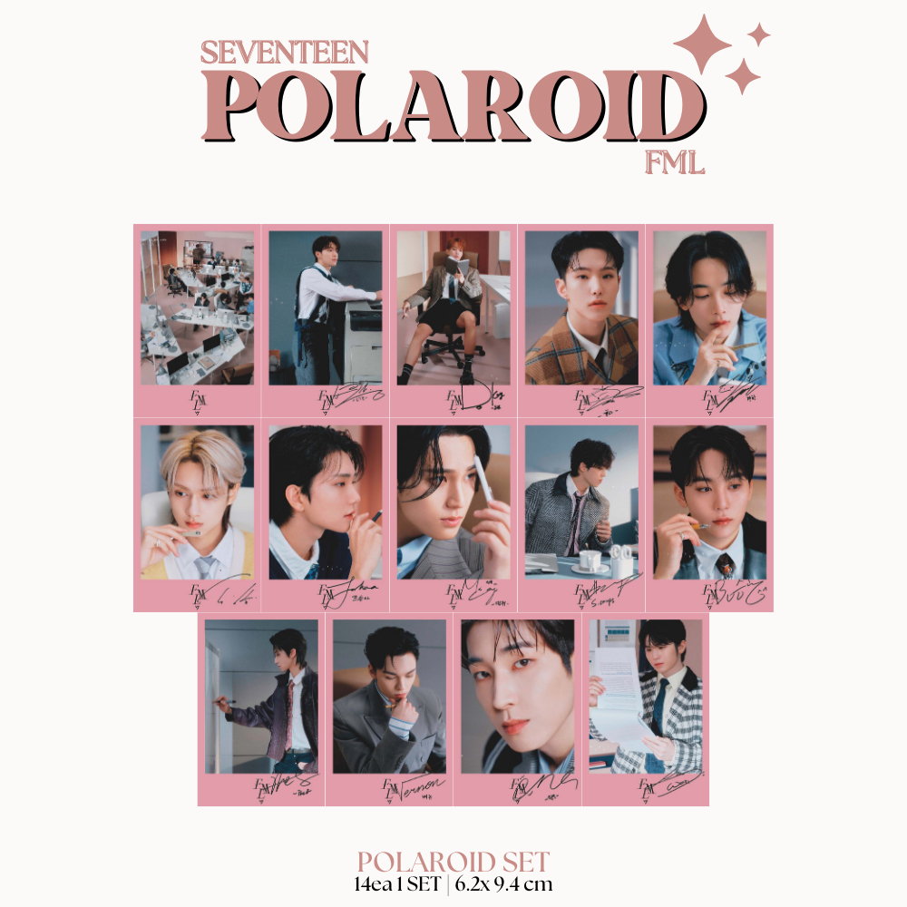 POLAROID SEVENTEEN FML (ISI 14 PCS + LAMINASI 2 SISI) TANDA TANGAN TTD KPOP IDOL KOREA PREMIUM MURAH UNOFFICIAL SCOUPS WONWOO MINGYU VERNON WOOZI JEONGHAN JOSHUA DK SEUNGKWAN HOSHI JUN THE8 DINO READY STOCK !