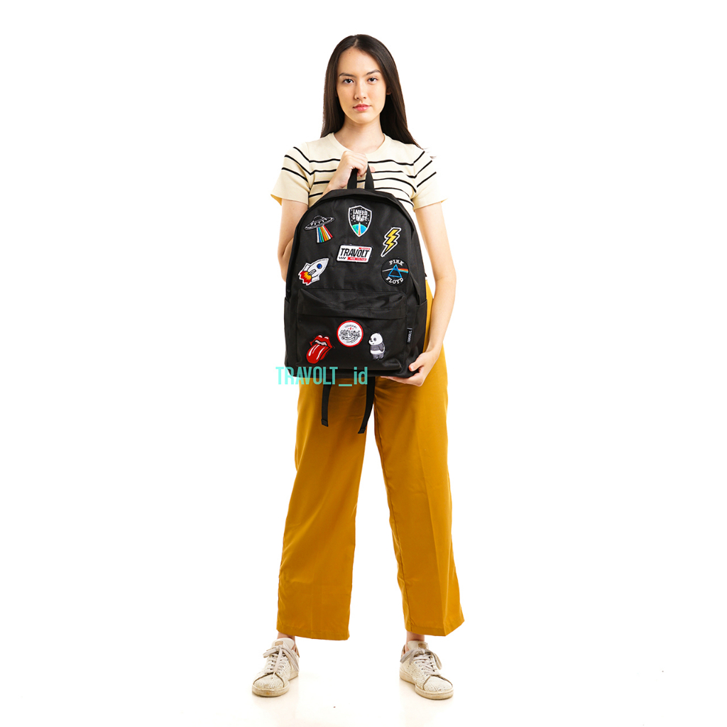 Backpack Patch - Travolt - Patches play - Tas Ransel Laptop - gemblok - Hitam