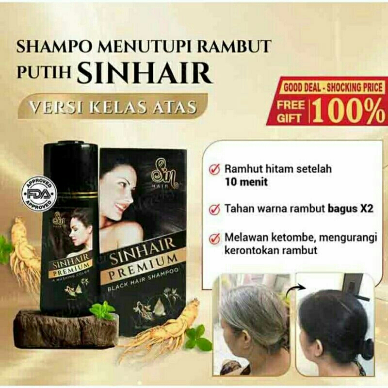 FREE GIFT -VERSI PREMIUM SHAMPOO SIN HAIR HAIR COLOR SHAMPOO,  SIN HAIR PENGHITAM RAMBUT UBAN SIN HA