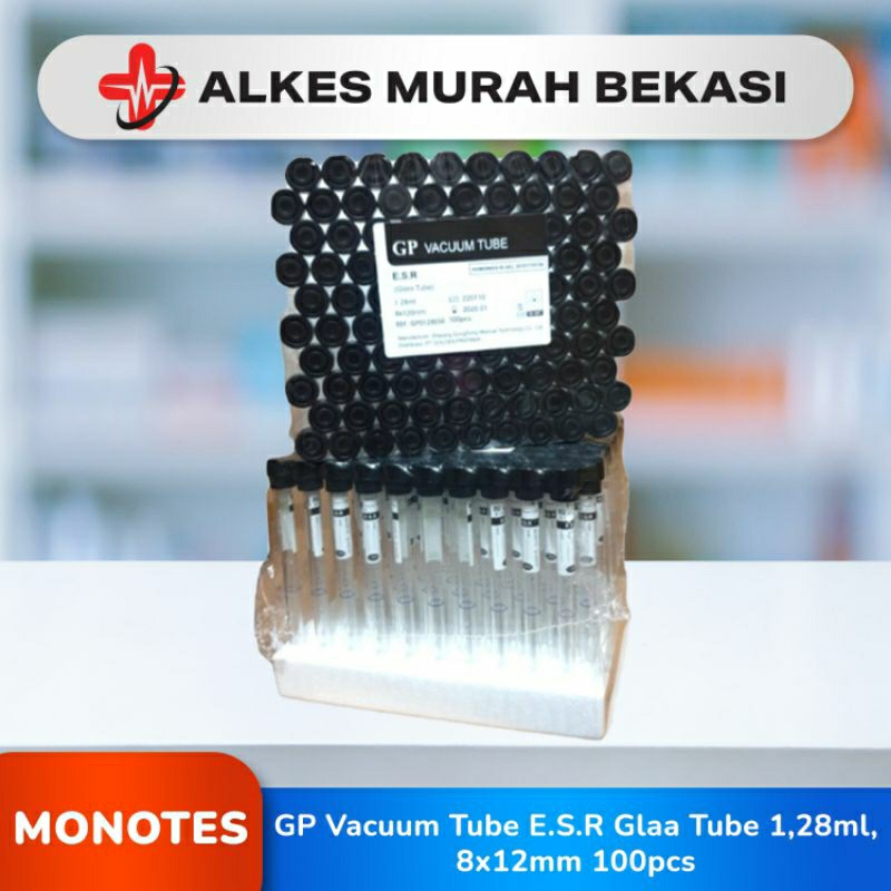 Tabung E.S.R 1,28ml / tabung esr / gp tabung esr / vacum tube tutup hitam / tabung darah / edta