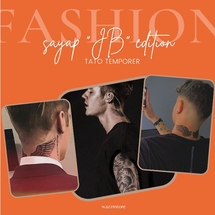Stiker Tatto temporer Leher sayap Justin bieber Tahan air Temporary tattoo sticker Sayap malaikat gr