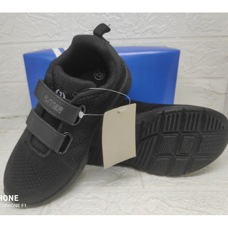 SEPATU RUNNER 018 ALL BLACK 29-32 harga murah meriah