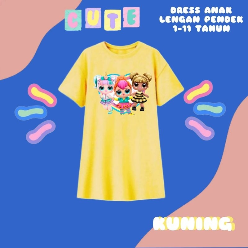 DRES/DASTER SANTAI ANAK PEREMPUAN 1-11 TAHUN BONEKA LUCU(LOL)