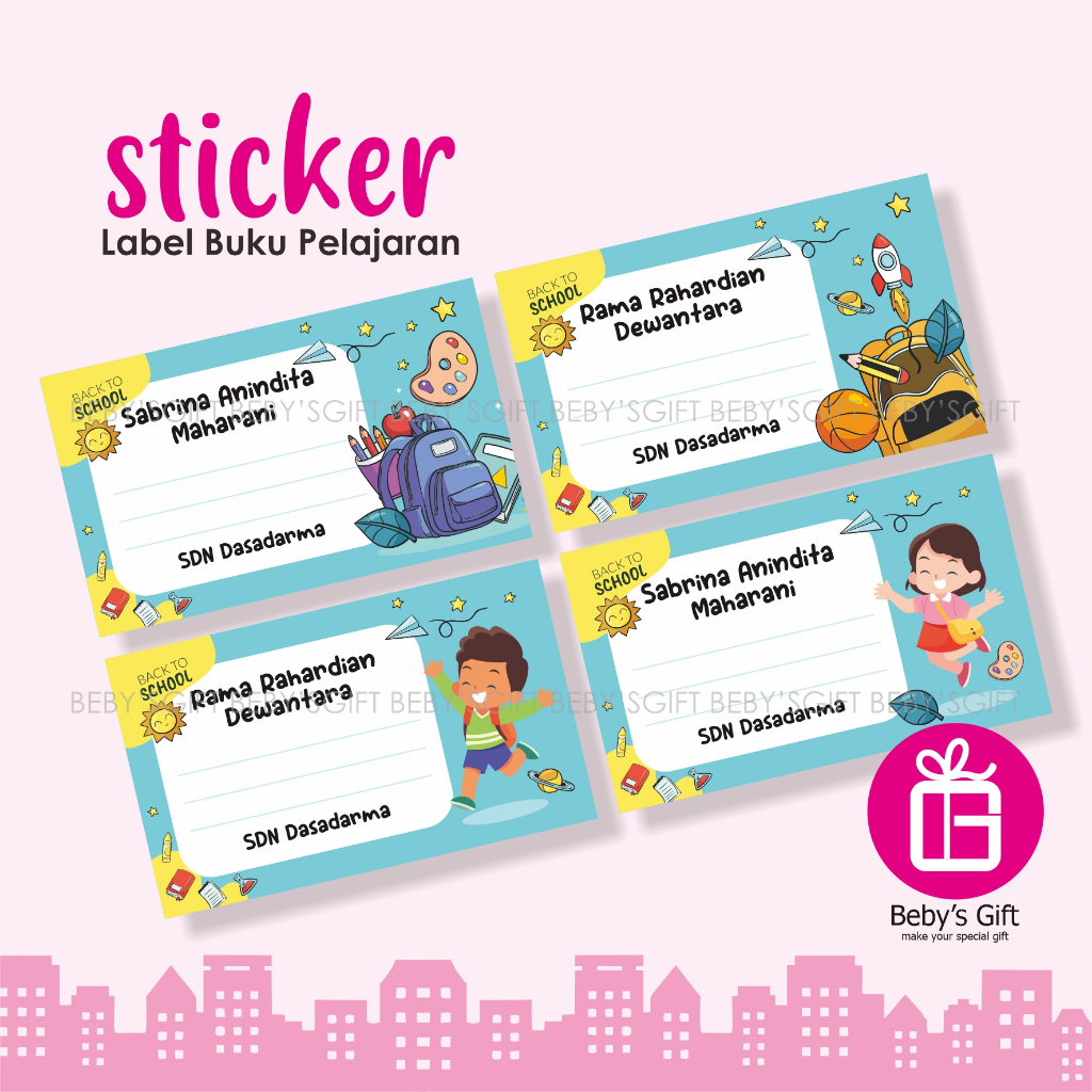 

Sticker Nama Buku Tulis Anak Custom Stiker Tempel Label Mapel Sekolah