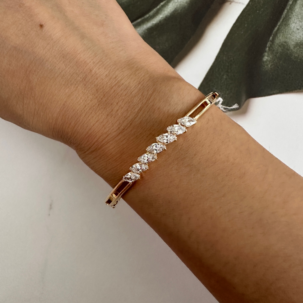 Gelang Kaku Emas 17K Kadar 750 75 Fashion Zircon 12.8 Gram