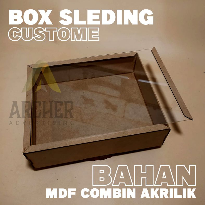 BOX SLEDING MDF &amp; AKRILIK PANJANG 25 X 20 X 7 CM