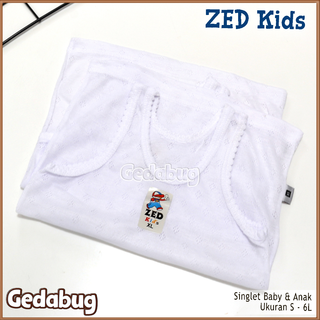 3 Pcs - Singlet Anak ZED Kids Putih Kaos Dalam Bayi / Singlet Anak S - 6L | Gedabug