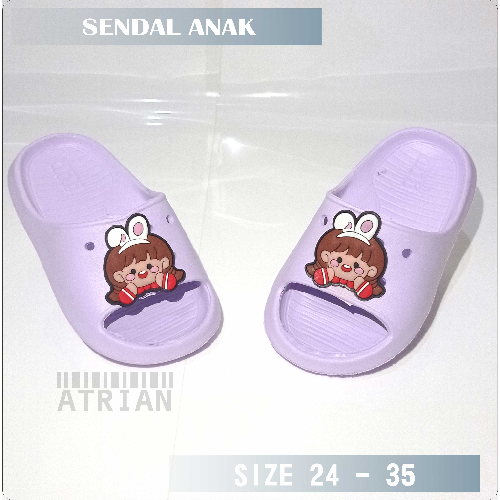 SENDAL ANAK SELOP PEREMPUAN BERMOTIF / SENDAL ANAK PEREMPUAN MOTIF BARU