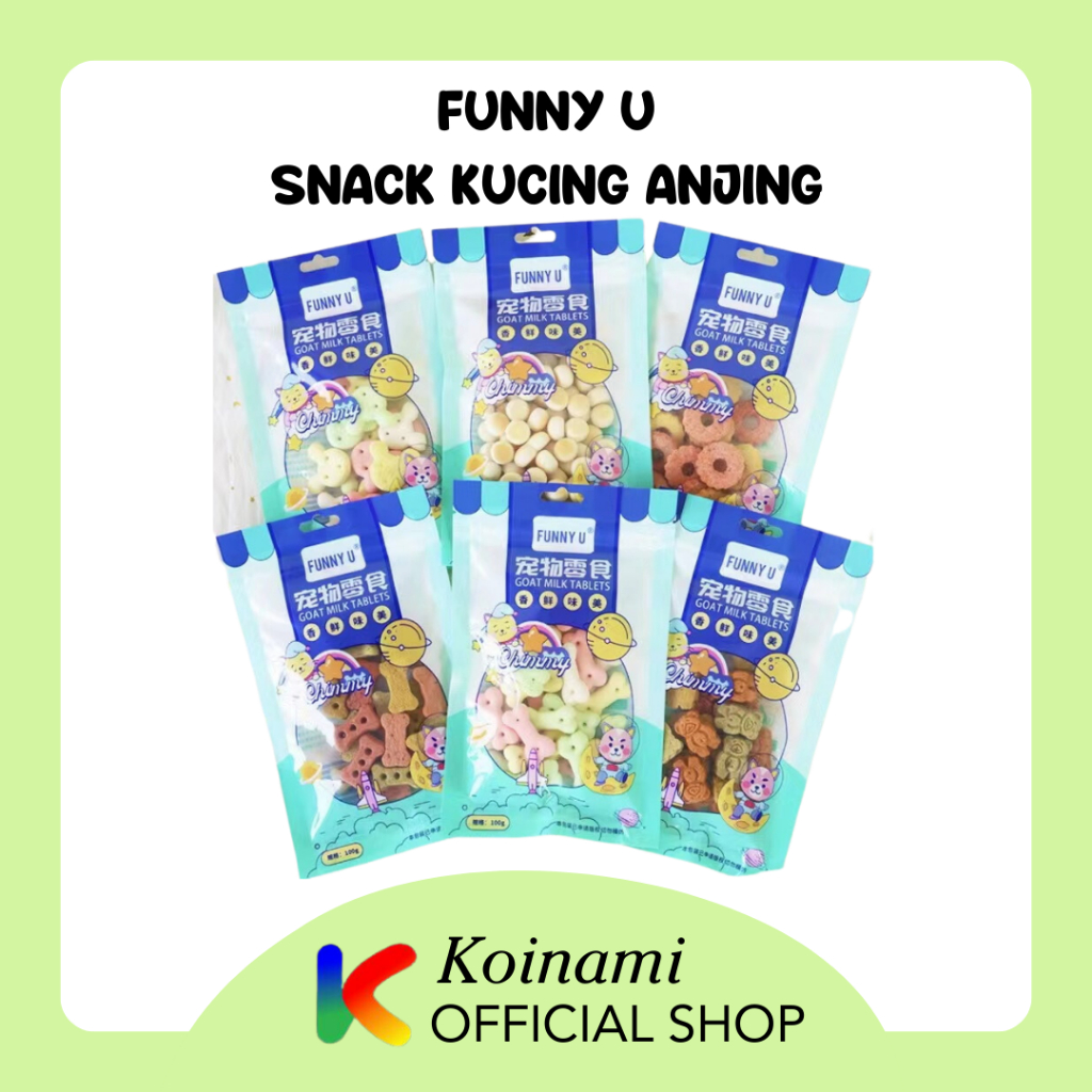 FUNNY U 100gr Snack Kucing &amp; Anjing / Snack  Biskuit Kucing Anjing / Cemilan Kucing Anjing