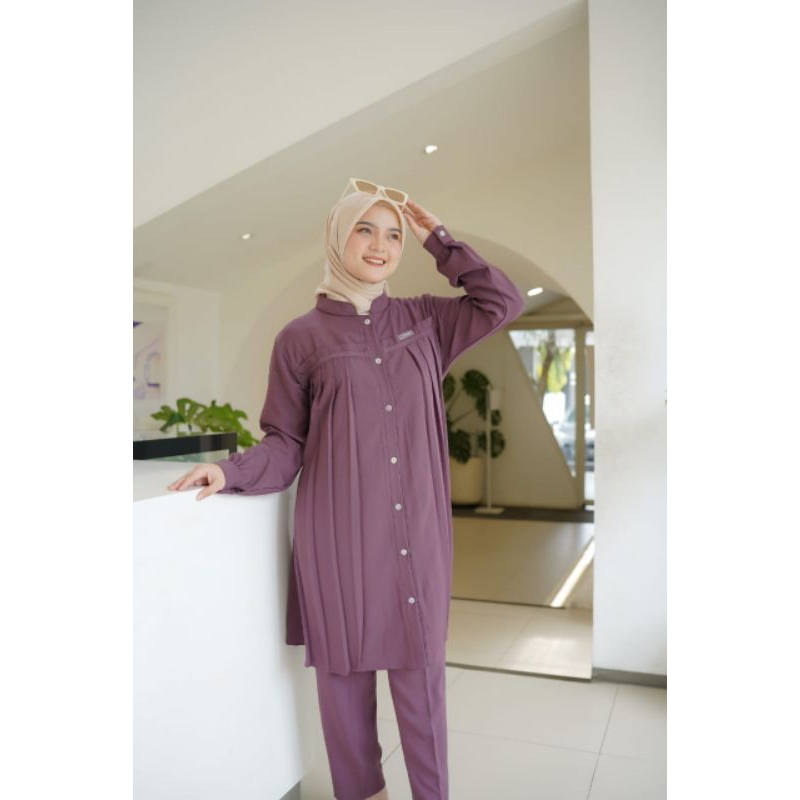 Ananda Setcel // Setelan Tunik Premium Polos Terbaru Uneeds.clo
