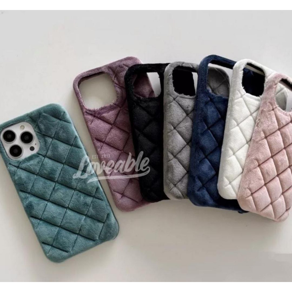 Diamond suade puff case for iphone XR 14 - 14 promax