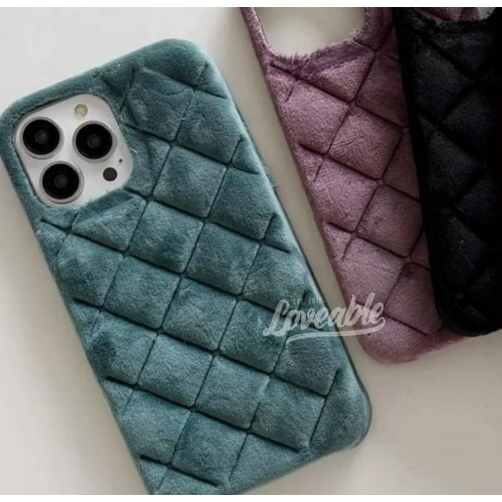 Diamond suade puff case for iphone XR 14 - 14 promax