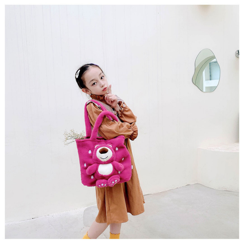 (COD) Tas Bahu Tas Tote Shoulder Bag Fashion Motif Kartun Karakter Hewan Warna Fanta Beruang Anak &amp; Dewasa