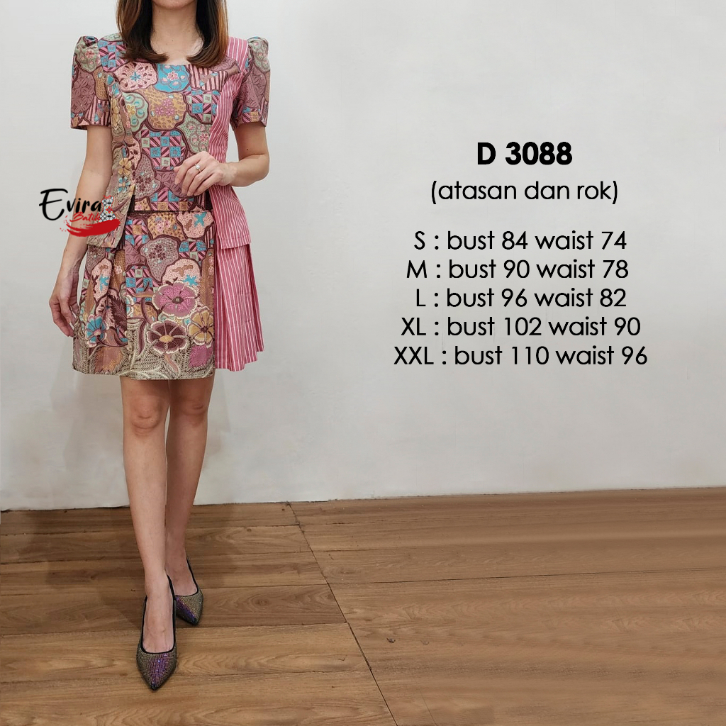 Dress Batik D 3088 / Dress Wanita Batik Modern / Dress Batik Kondangan / Dress Batik Set Family / Dr