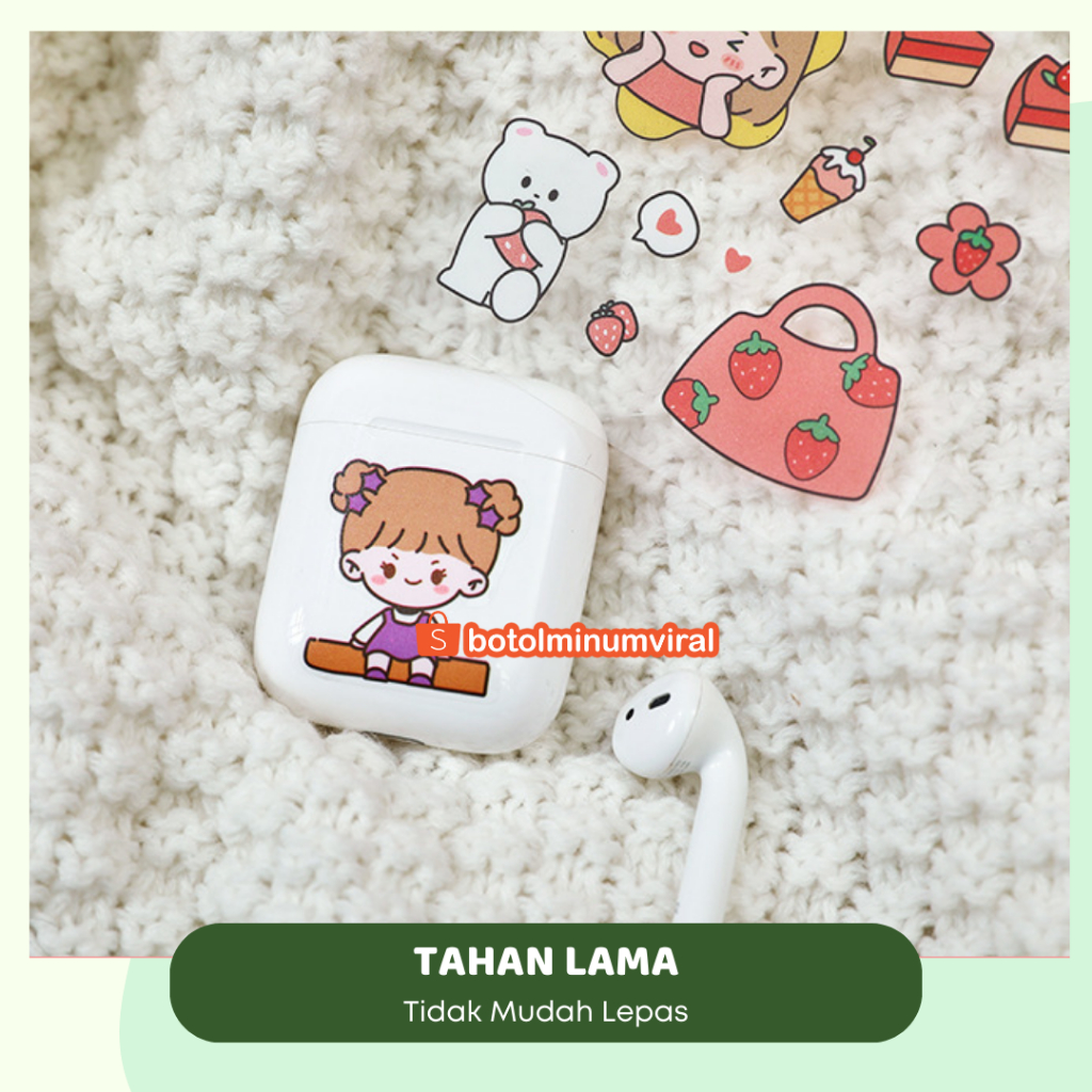 Sticker Botol Minum Viral Korea Anti Air 2D 3D Momo Aesthetic 100 Lembar Box