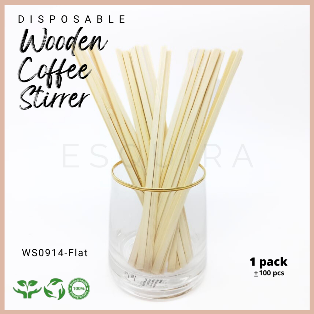 Wooden Coffee Stirrers / Kayu Pengaduk Kopi 14 Cm / 100 Pcs / WS0914