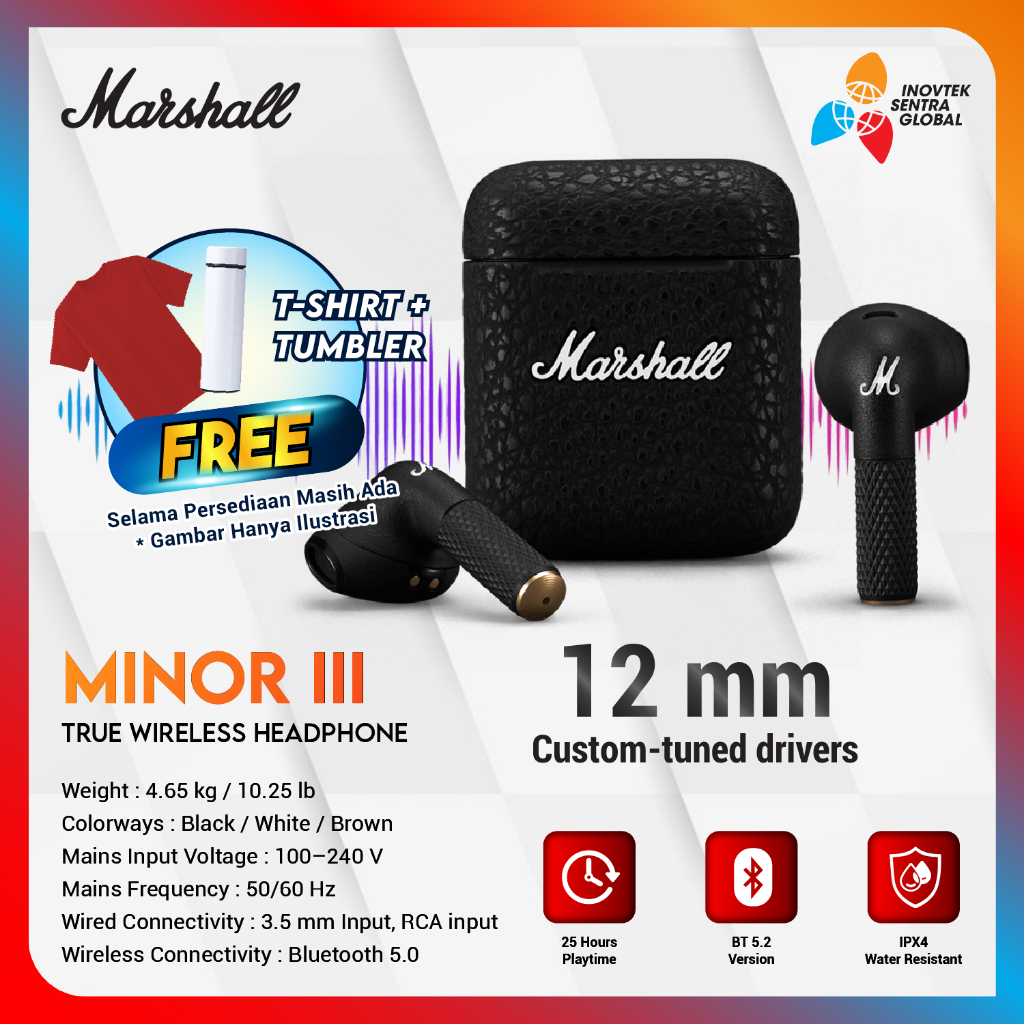 Marshall Minor III TWS Wireless Earphones Earbuds - Garansi Resmi