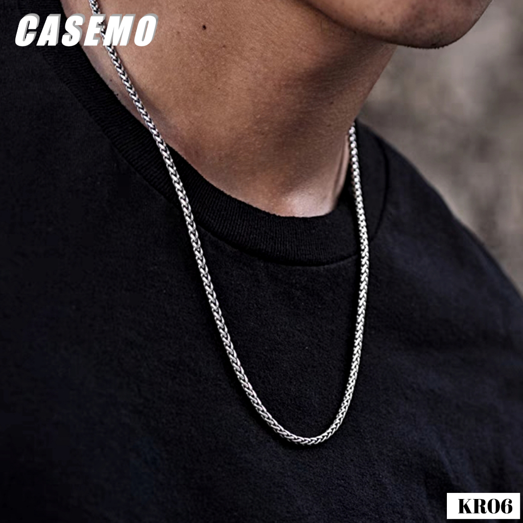 Kalung Pria Rantai Silver Titanium 316L Stailnless Steel Cowok Laki Keren Original Anti Karat