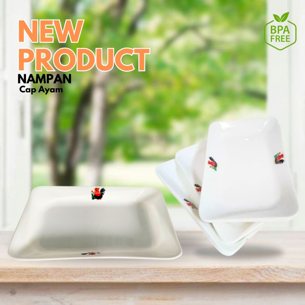(mtk) Nampan Wadah Saji Segi Kotak Plastik Motif Ayam Jago Harga Satuan