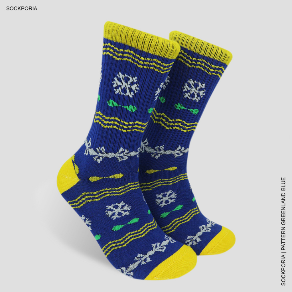 Slop Kaos Kaki Motif Tribal - Greenland Blue
