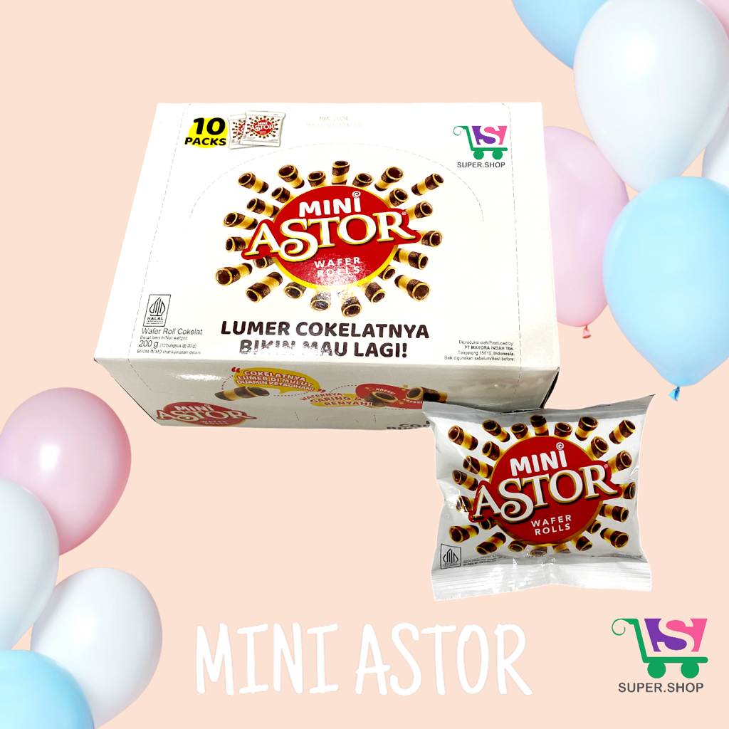 Mini Astor Wafer Roll Coklat BOX (isi 10 bungkus)