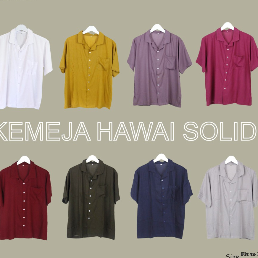 KEMEJA HAWAI POLOS UNISEX KATUN RAYON KEMEJA LENGAN PENDEK FASHION TERBARU