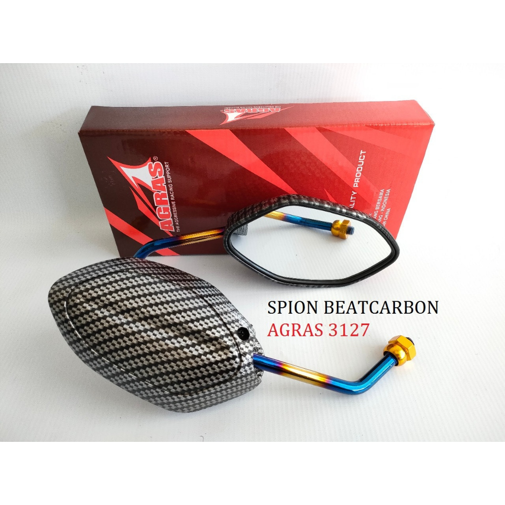 SPION STANDART BEAT CARBON  BGB 2 TONE AGRAS SPION STANDAR HONDA BEAT KARBON TANGKAI TANGGUNG HARGA SEPASANG