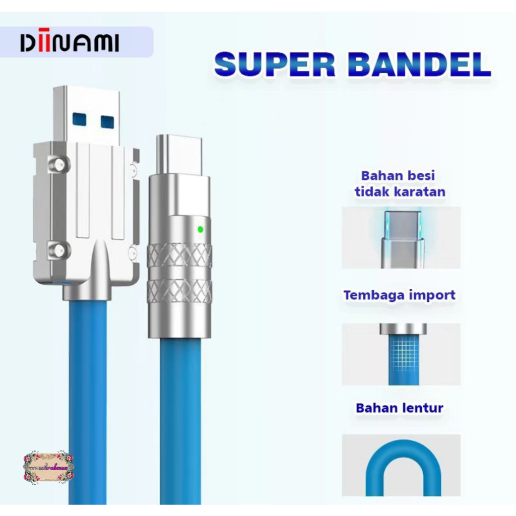 Kabel cable data DIINAMI M11 bahan besi 120W 6 amper super FAST charging &amp; translit data Ready Micro usb , tipe type c &amp; iPhone cocok untuk Android &amp; iOS suport untuk semua hp Samsung , Vivo , XiaoMi , Realme , Infinix SB5386