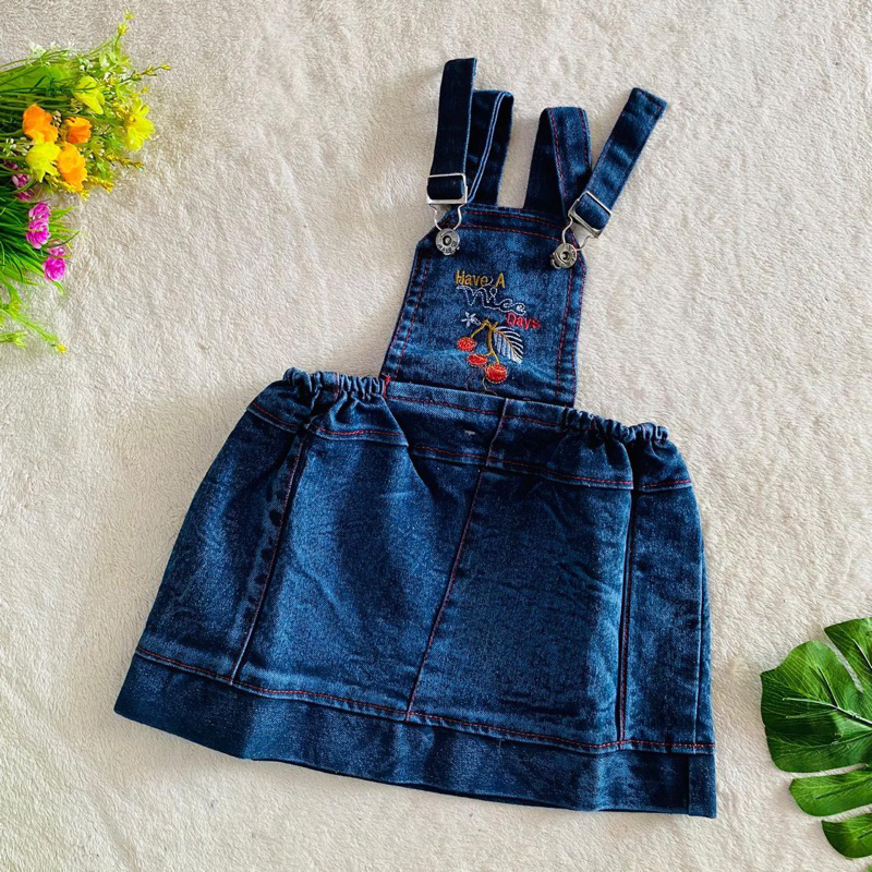 Overall anak cewek 2 3 4 tahun perempuan jeans stretch rok